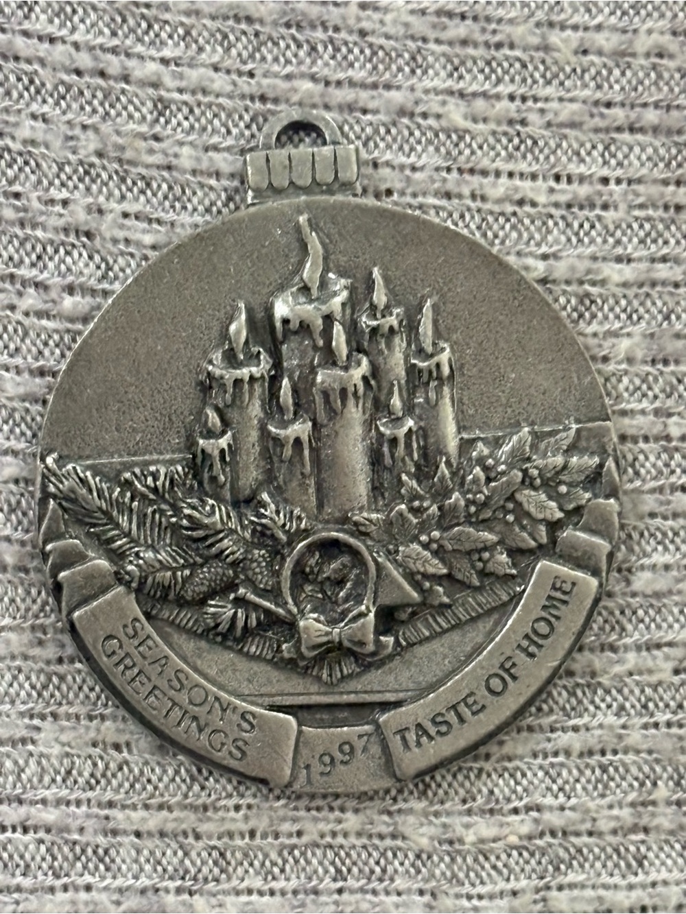 Vintage Taste of Home signed silver tone 1997 round ornament